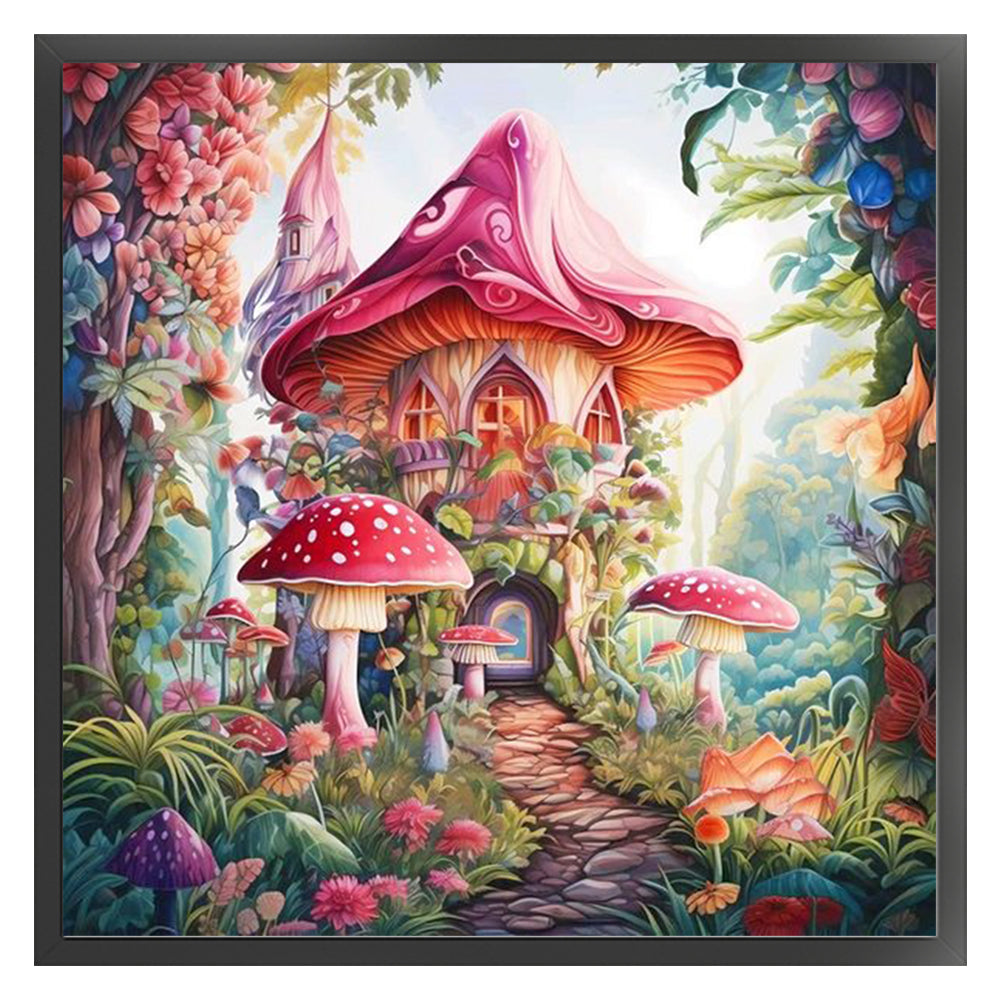 Mushroom Castle - 14CT Stamped Cross Stitch 40*40CM