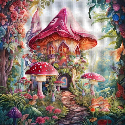 Mushroom Castle - 14CT Stamped Cross Stitch 40*40CM