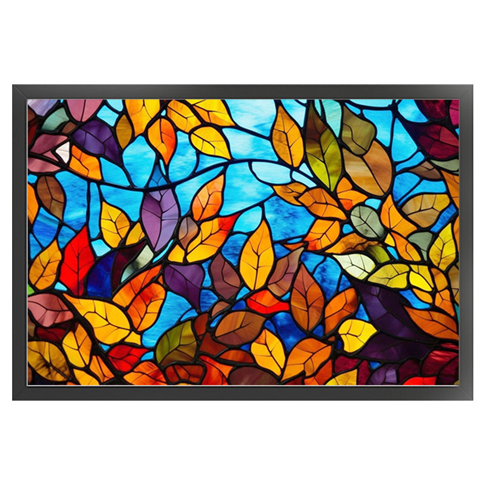 Glass Painting - Leaves - 11CT Stamped Cross Stitch 60*40CM