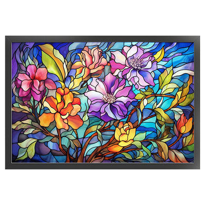 Glass Painting-Flowers - 11CT Stamped Cross Stitch 60*40CM