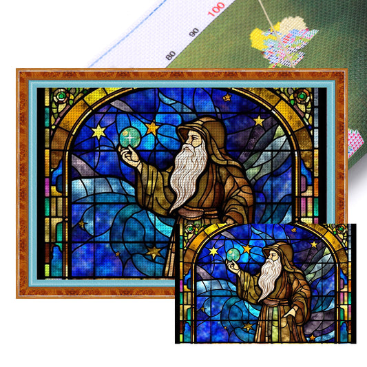 Glass Painting-Astronomical Wizard - 11CT Stamped Cross Stitch 60*40CM