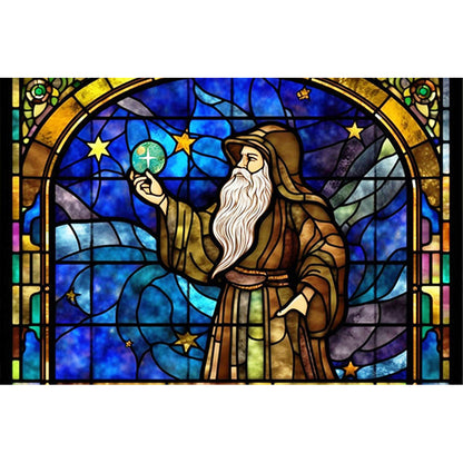 Glass Painting-Astronomical Wizard - 11CT Stamped Cross Stitch 60*40CM