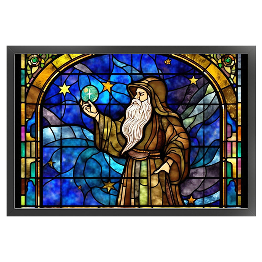 Glass Painting-Astronomical Wizard - 11CT Stamped Cross Stitch 60*40CM