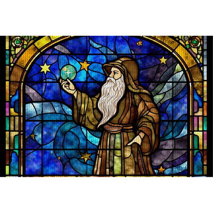 Glass Painting-Astronomical Wizard - 11CT Stamped Cross Stitch 60*40CM