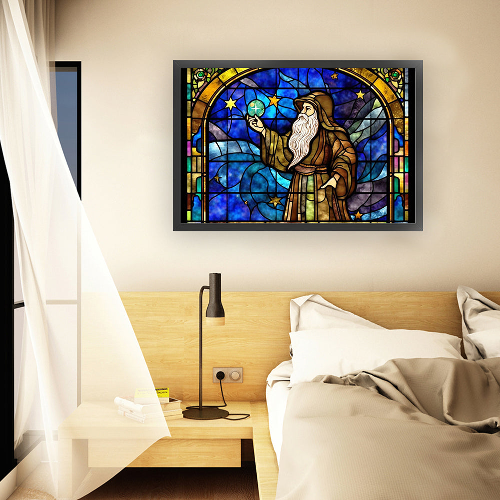 Glass Painting-Astronomical Wizard - 11CT Stamped Cross Stitch 60*40CM