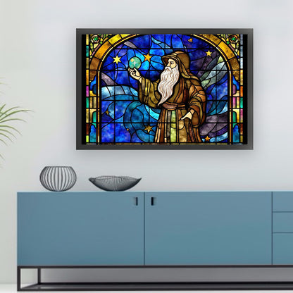 Glass Painting-Astronomical Wizard - 11CT Stamped Cross Stitch 60*40CM