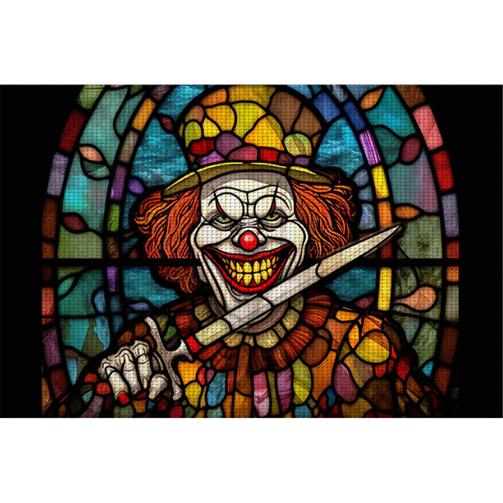 Glass Painting-Clown Man - 11CT Stamped Cross Stitch 60*40CM