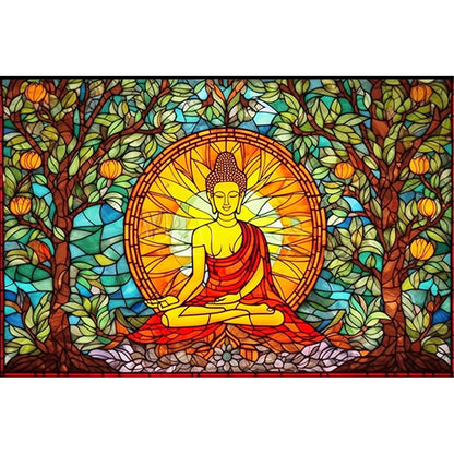 Glass Painting-Buddha Statue - 11CT Stamped Cross Stitch 60*40CM