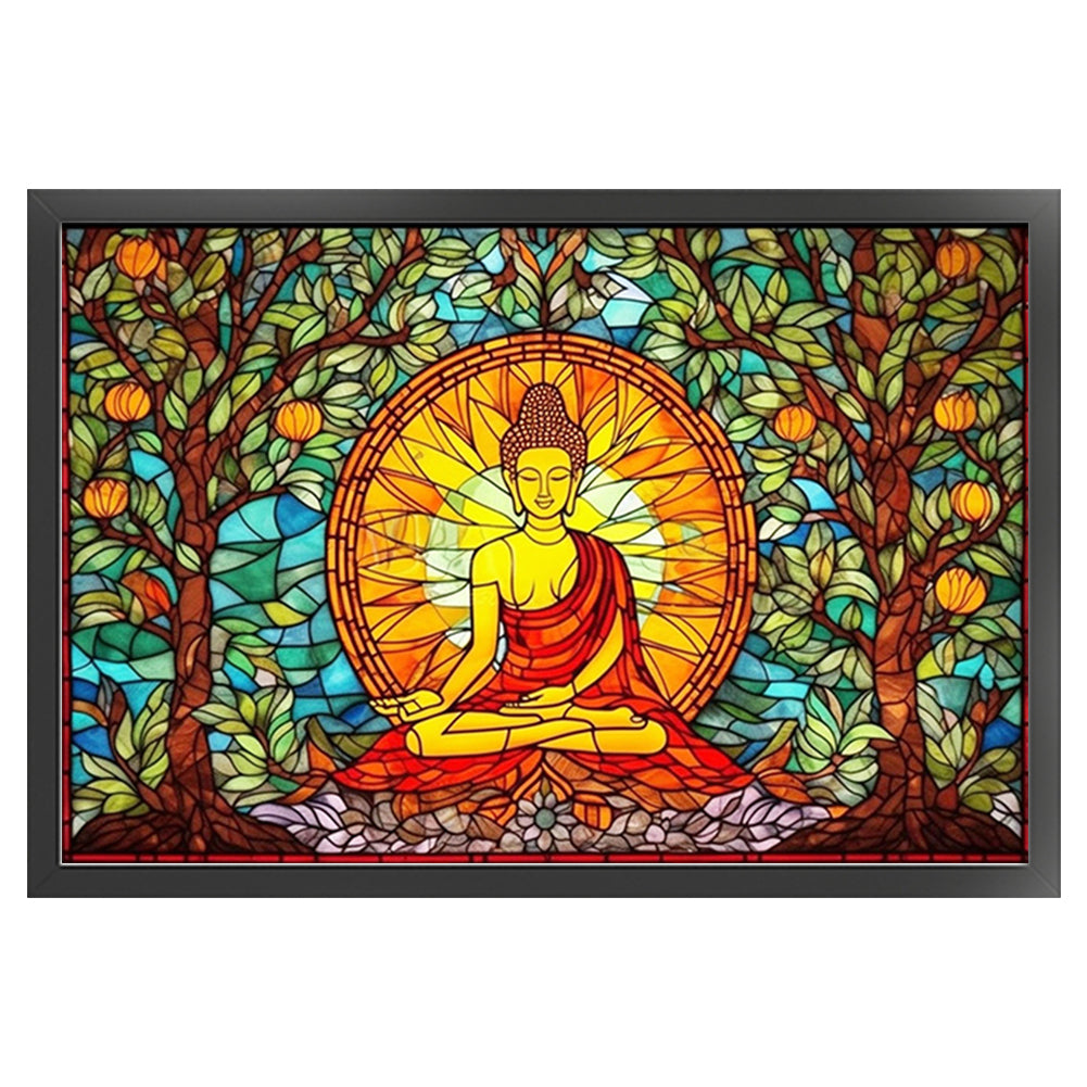 Glass Painting-Buddha Statue - 11CT Stamped Cross Stitch 60*40CM