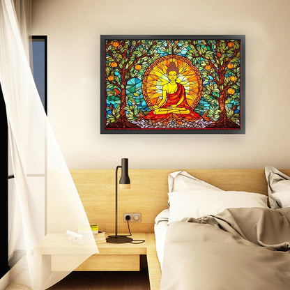 Glass Painting-Buddha Statue - 11CT Stamped Cross Stitch 60*40CM