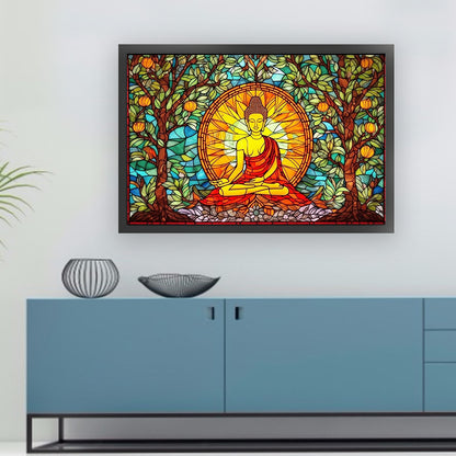 Glass Painting-Buddha Statue - 11CT Stamped Cross Stitch 60*40CM