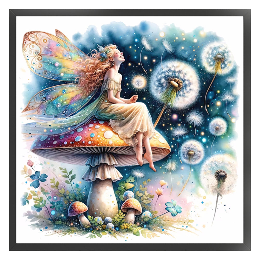 Butterfly Fairy On Mushroom - 11CT Stamped Cross Stitch 40*40CM