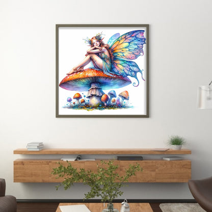 Butterfly Fairy On Mushroom - 11CT Stamped Cross Stitch 40*40CM