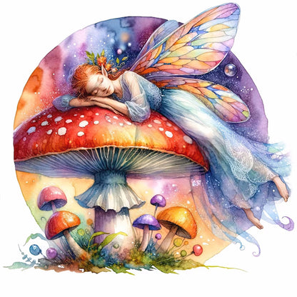 Butterfly Fairy On Mushroom - 11CT Stamped Cross Stitch 40*40CM