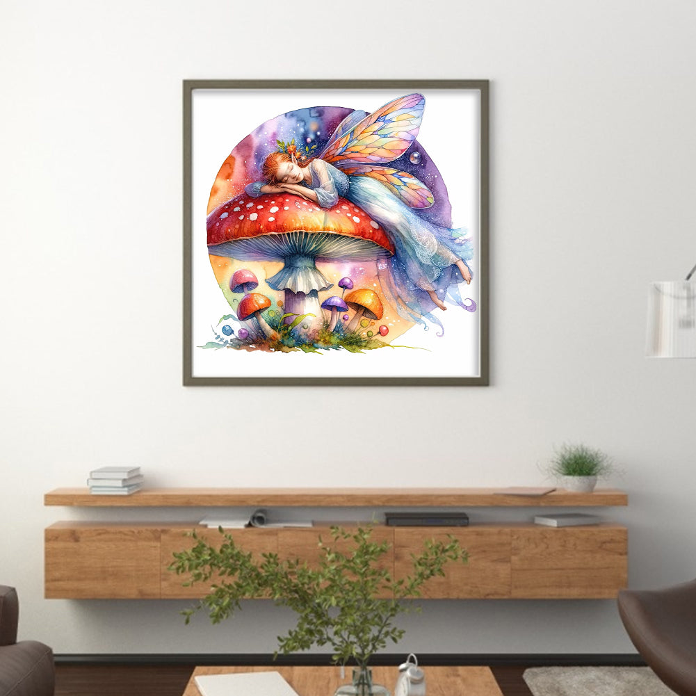 Butterfly Fairy On Mushroom - 11CT Stamped Cross Stitch 40*40CM