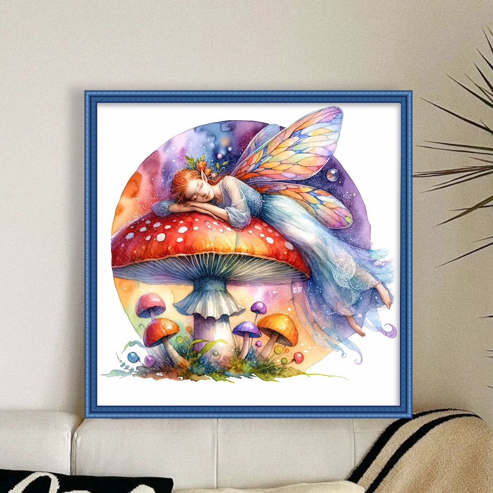 Butterfly Fairy On Mushroom - 11CT Stamped Cross Stitch 40*40CM