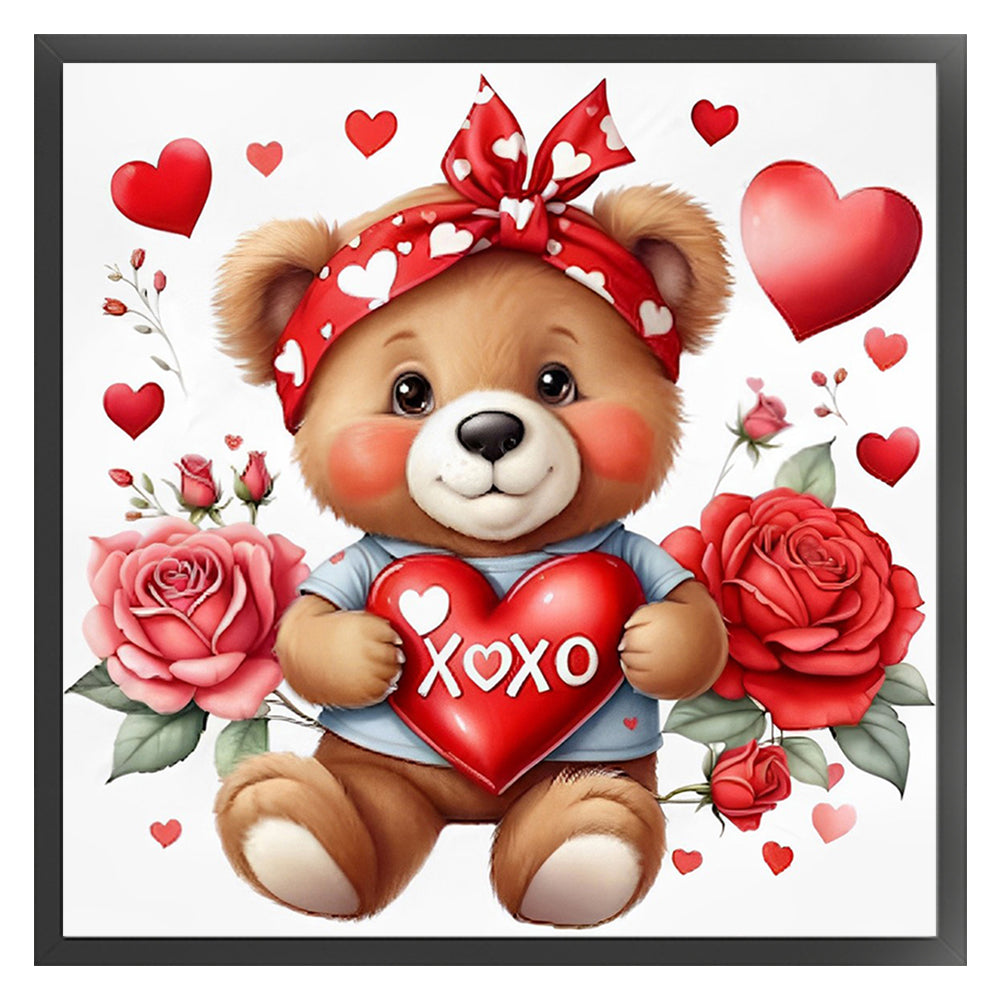 Rose Bear - 11CT Stamped Cross Stitch 40*40CM