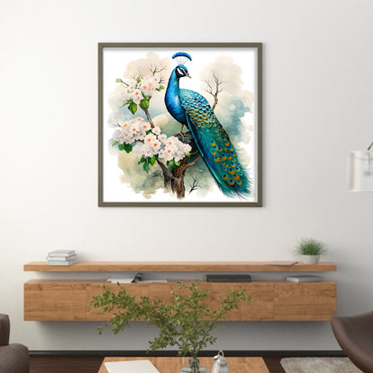 Peacock On Flower Branch - 11CT Stamped Cross Stitch 40*40CM