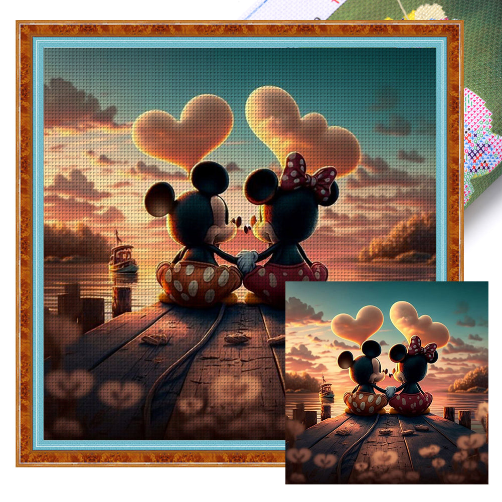 Mickey And Minnie - 11CT Stamped Cross Stitch 40*40CM