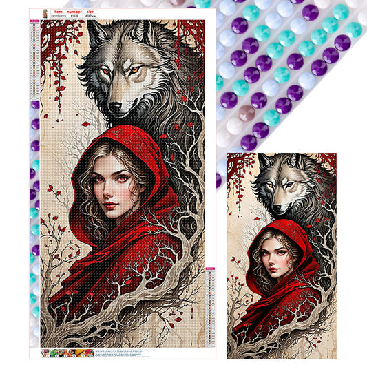 Wolf And Girl - Full Round Drill Diamond Painting 40*75CM