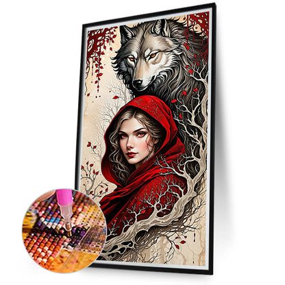 Wolf And Girl - Full Round Drill Diamond Painting 40*75CM