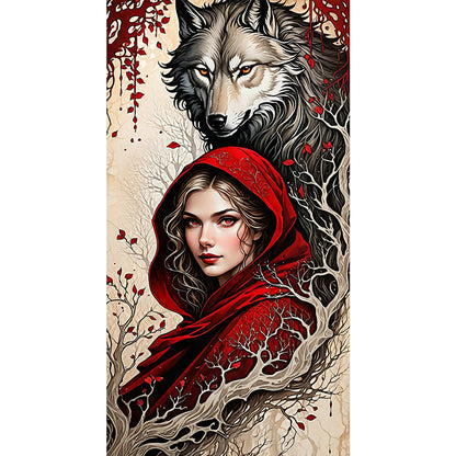 Wolf And Girl - Full Round Drill Diamond Painting 40*75CM