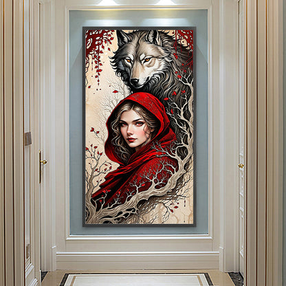 Wolf And Girl - Full Round Drill Diamond Painting 40*75CM