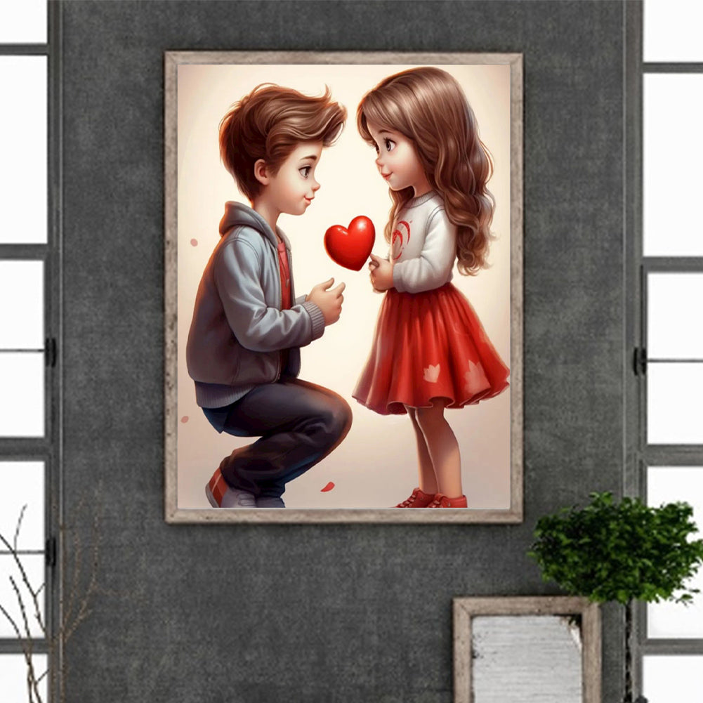 Valentine'S Day Kids - Full Round Drill Diamond Painting 30*40CM