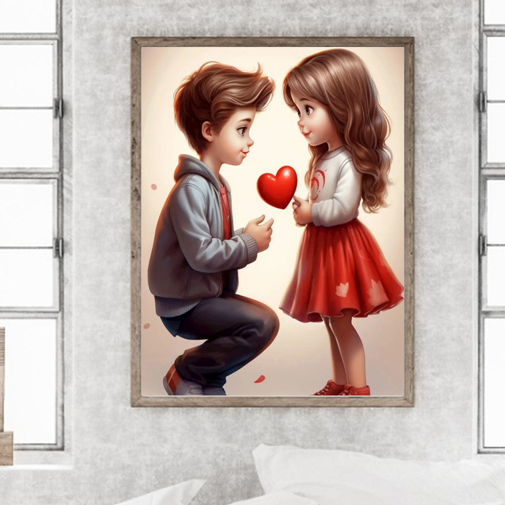 Valentine'S Day Kids - Full Round Drill Diamond Painting 30*40CM