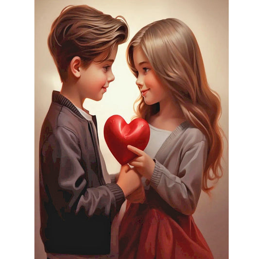 Valentine'S Day Kids - Full Round Drill Diamond Painting 30*40CM