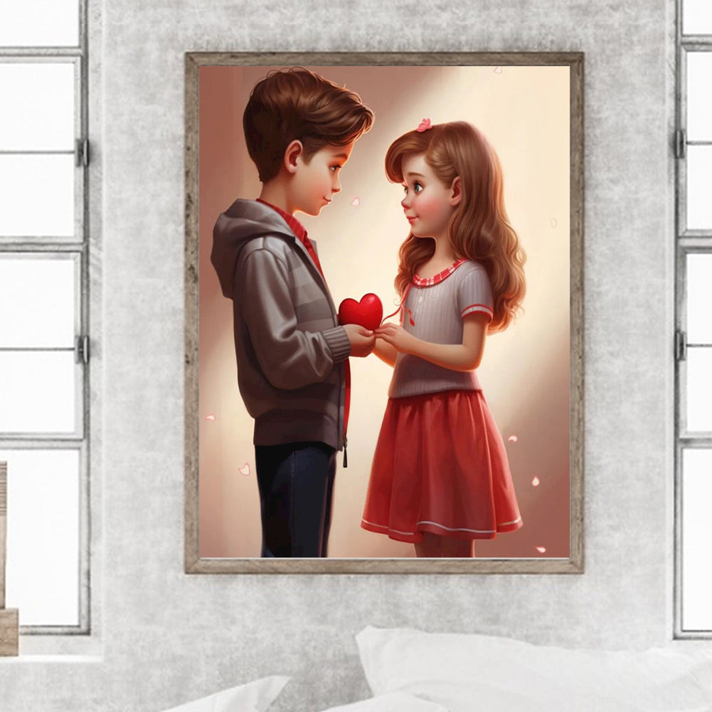 Valentine'S Day Kids - Full Round Drill Diamond Painting 30*40CM