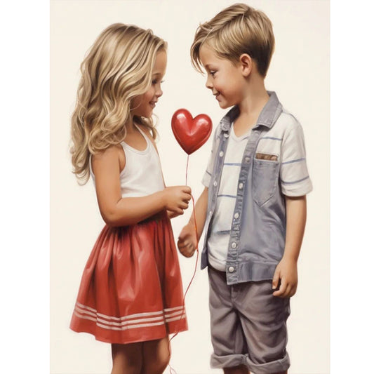 Valentine'S Day Kids - Full Round Drill Diamond Painting 30*40CM