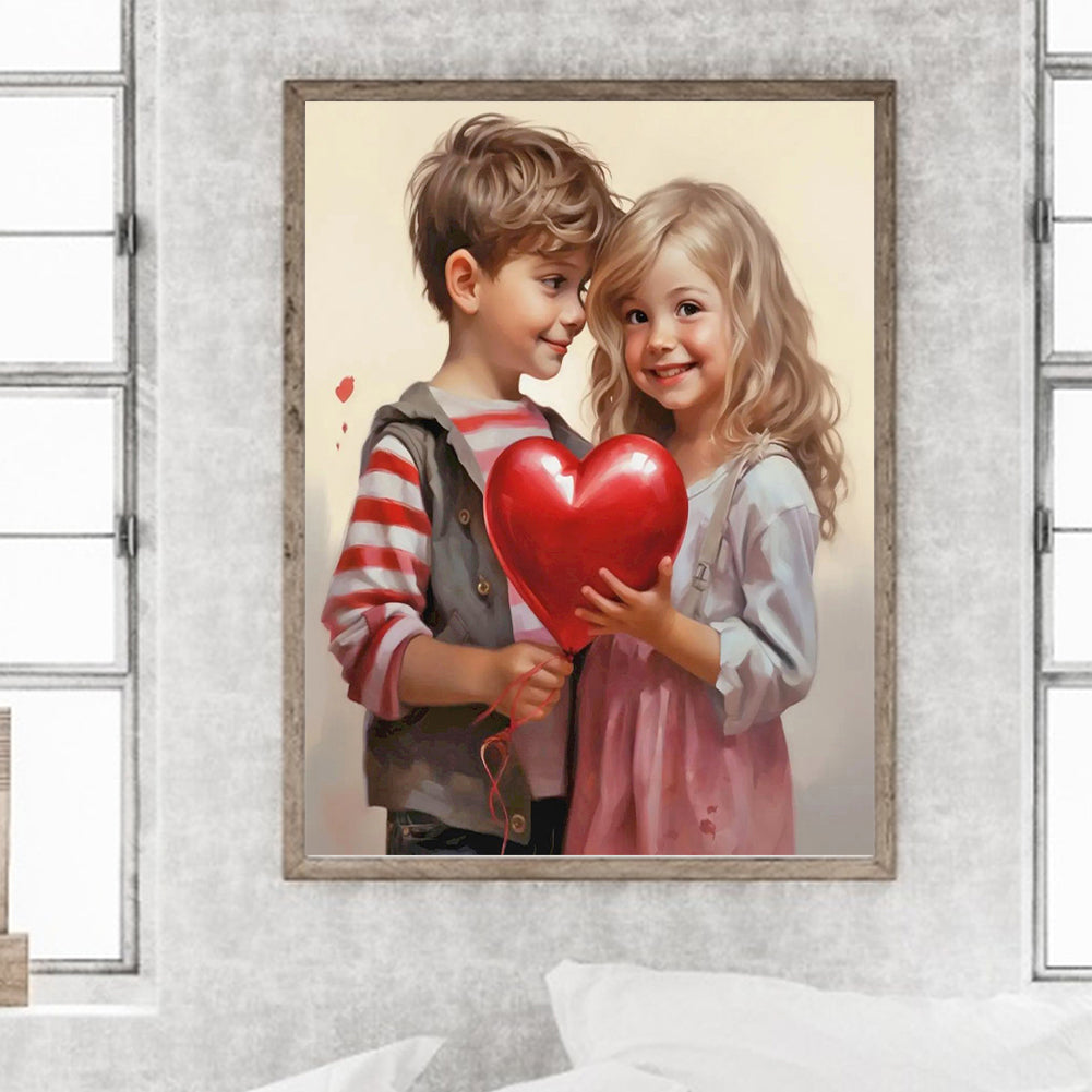 Valentine'S Day Kids - Full Round Drill Diamond Painting 30*40CM