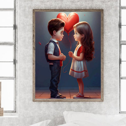 Valentine'S Day Kids - Full Round Drill Diamond Painting 30*40CM
