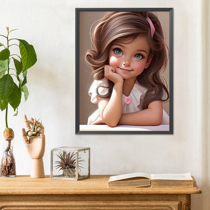 Big Eyed Little Girl - Full Round Drill Diamond Painting 30*40CM