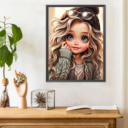 Big Eyed Little Girl - Full Round Drill Diamond Painting 30*40CM