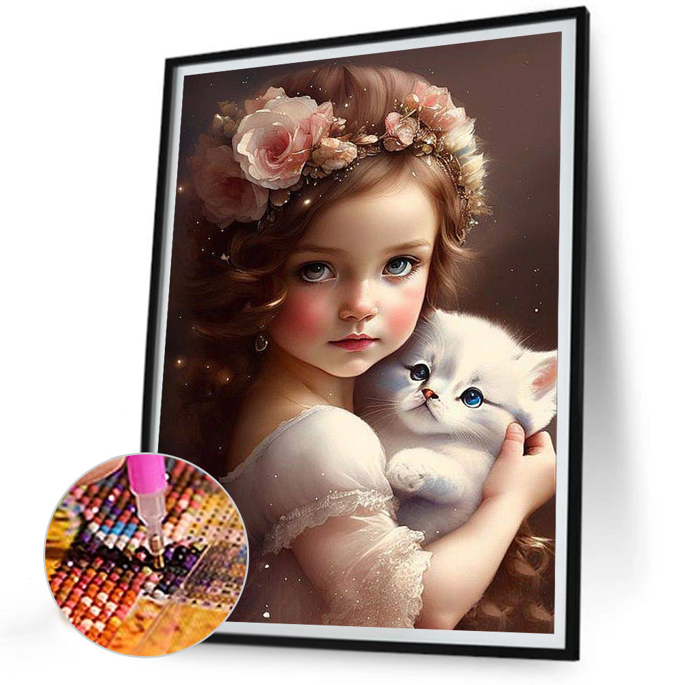 Big Eyed Little Girl - Full Round Drill Diamond Painting 30*40CM