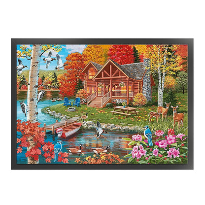 Lake House - 11CT Stamped Cross Stitch 60*45CM