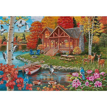 Lake House - 11CT Stamped Cross Stitch 60*45CM