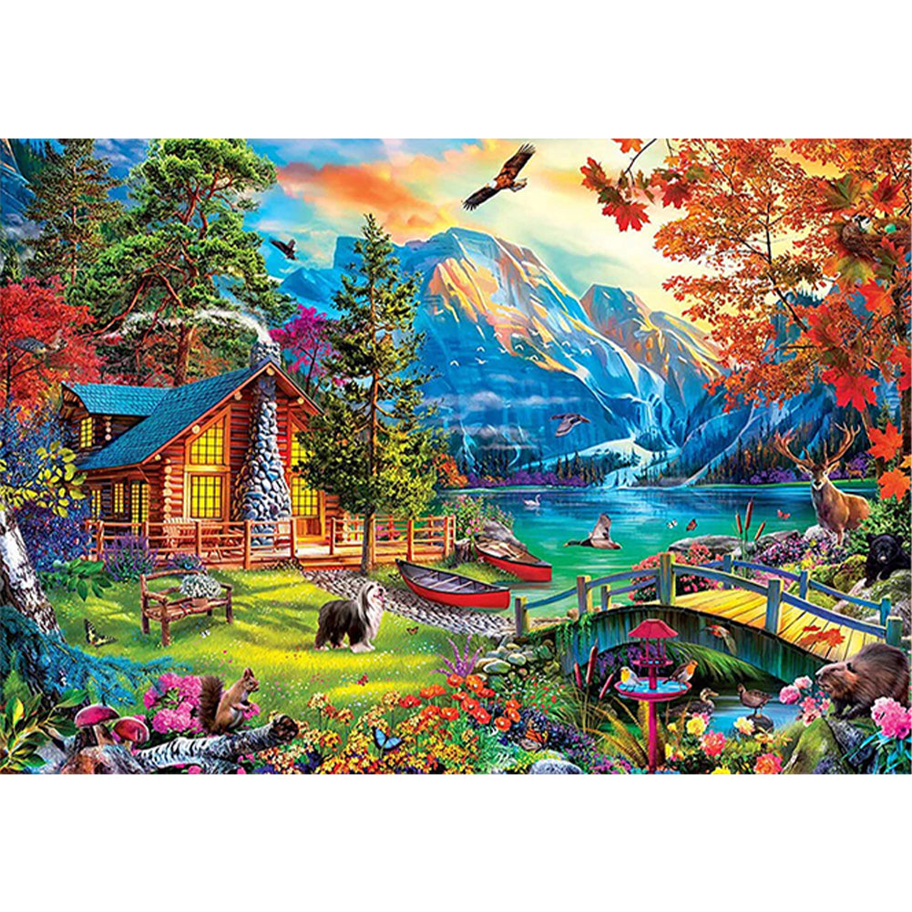 Lake House - 11CT Stamped Cross Stitch 60*45CM