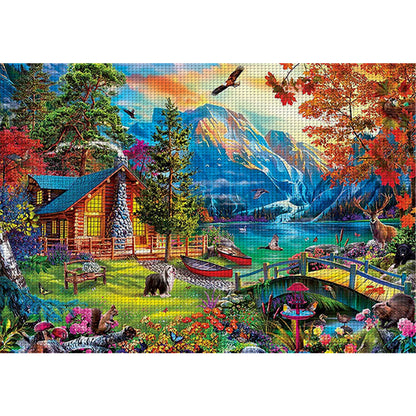 Lake House - 11CT Stamped Cross Stitch 60*45CM