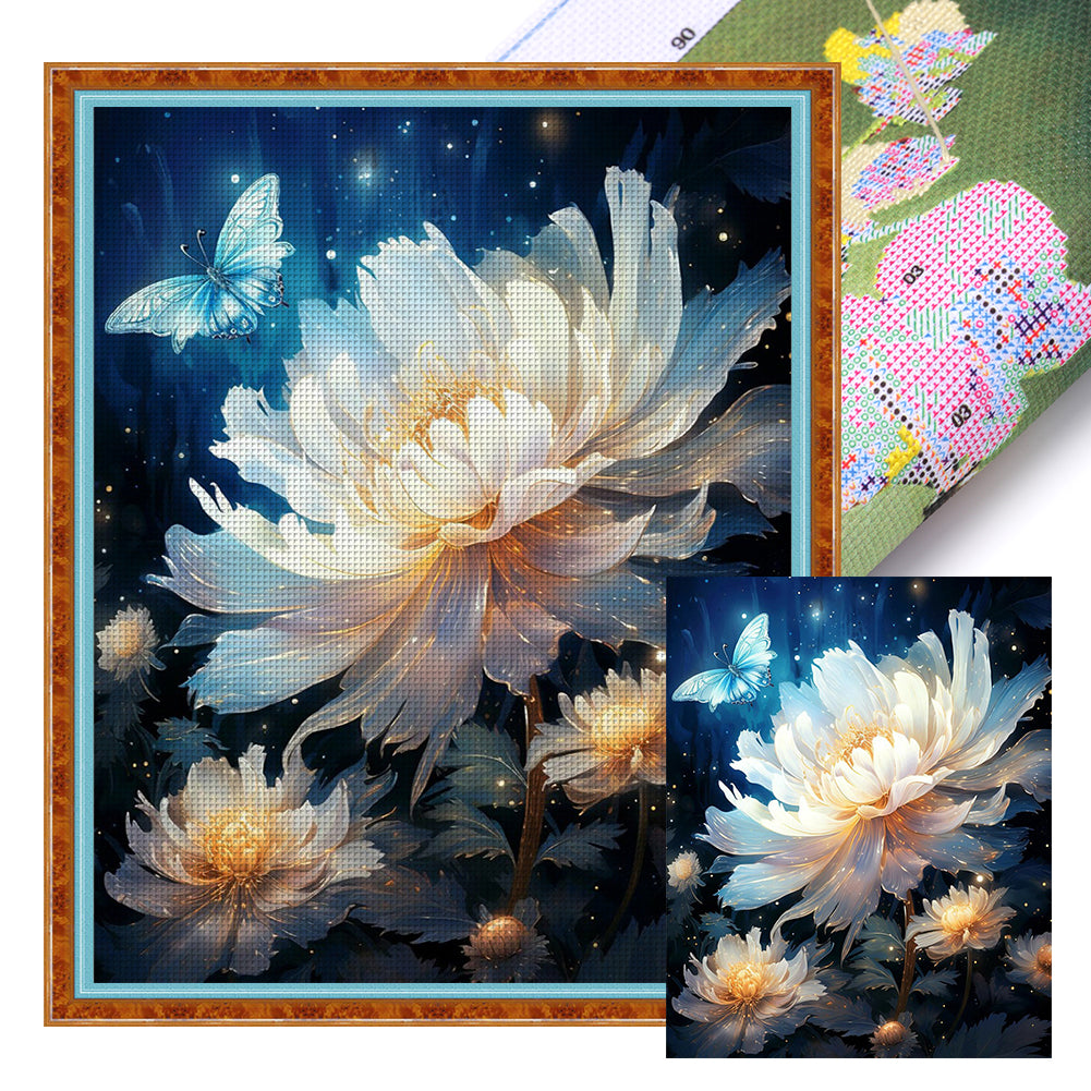 Glowing Chrysanthemum - 11CT Stamped Cross Stitch 40*50CM