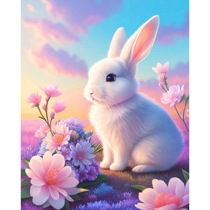 Flowers And Rabbit - 11CT Stamped Cross Stitch 40*50CM