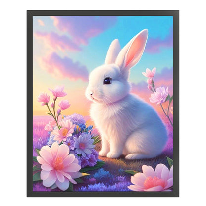 Flowers And Rabbit - 11CT Stamped Cross Stitch 40*50CM