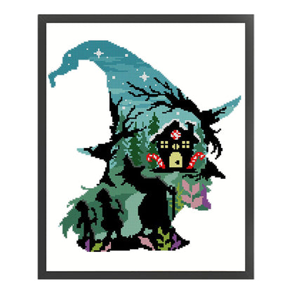 Witch Silhouette - House - 11CT Stamped Cross Stitch 40*50CM