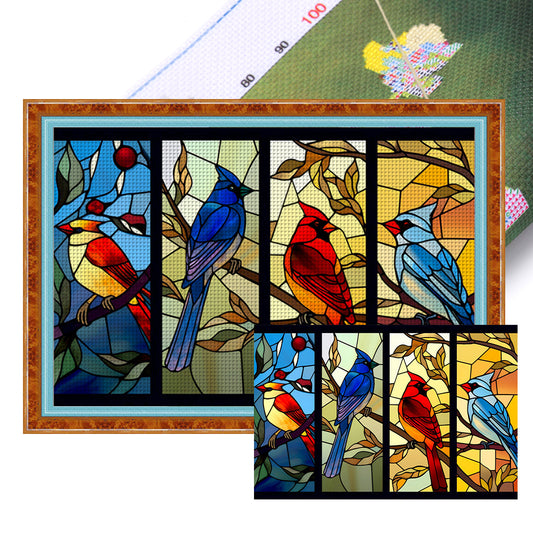 Glass Painting - Cardinal - 11CT Stamped Cross Stitch 60*40CM