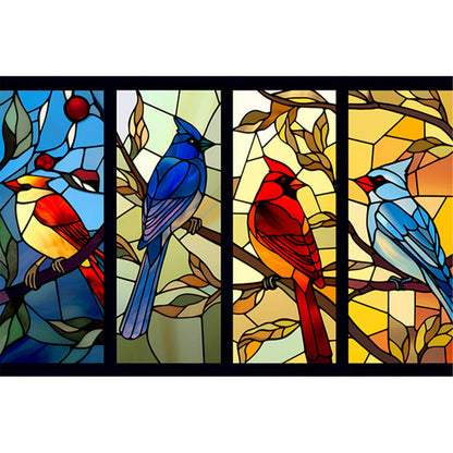 Glass Painting - Cardinal - 11CT Stamped Cross Stitch 60*40CM