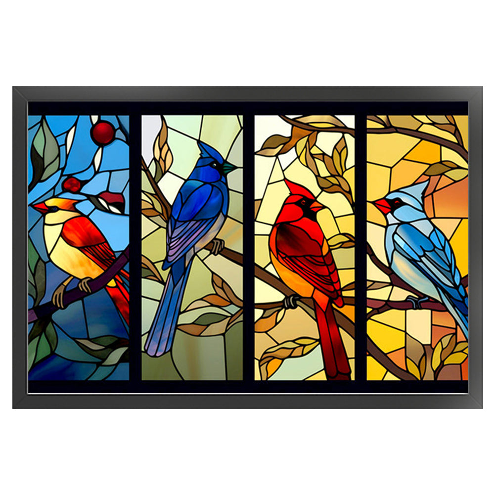 Glass Painting - Cardinal - 11CT Stamped Cross Stitch 60*40CM