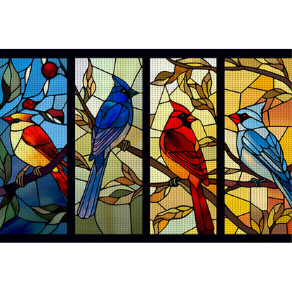 Glass Painting - Cardinal - 11CT Stamped Cross Stitch 60*40CM