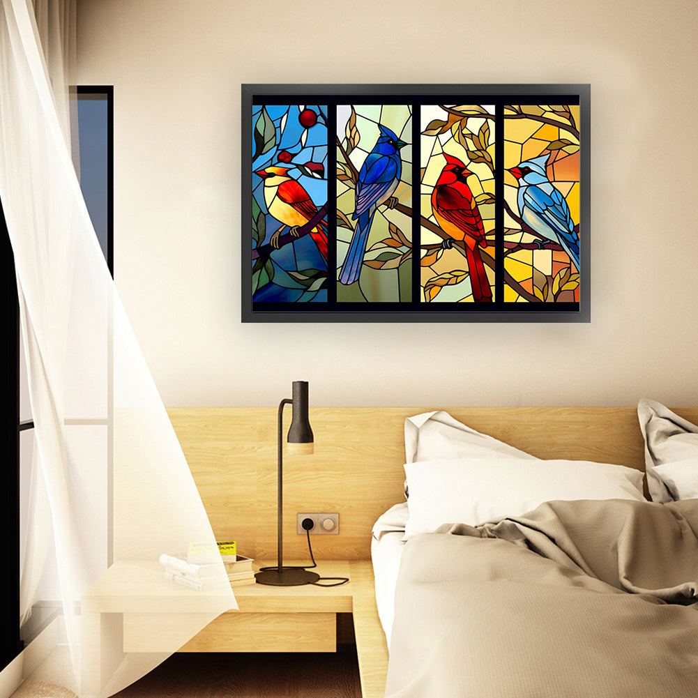 Glass Painting - Cardinal - 11CT Stamped Cross Stitch 60*40CM